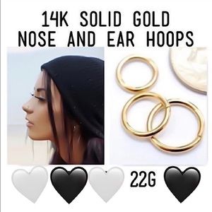 14K SOLID Gold Nose & Ear Hoop Final Sale